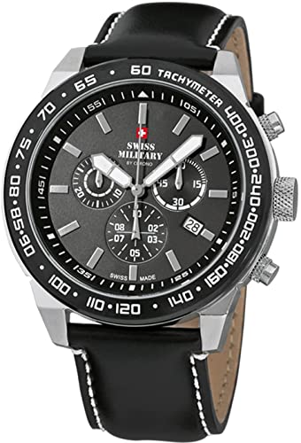 Chronographe Swiss Military SM34030.03 montre homme étanche avec cadran noir