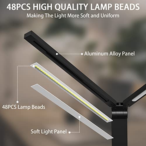Torchlet Desk Lamp, Desk Lamps For Home Office, Double Head Led Desk Light, Touch Control Adjustable Brightness Color Temperature, Usb Charging Port, Modern Desk Lamp For Drom/Reading/Bedroom #TOP3