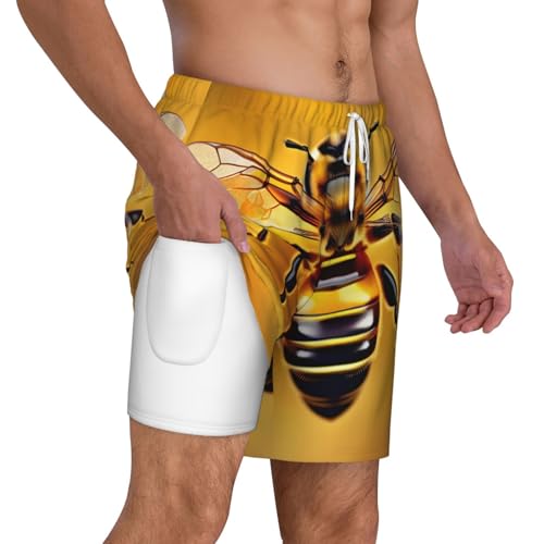 Short de bain pour homme imprimé abeille double couche - 3