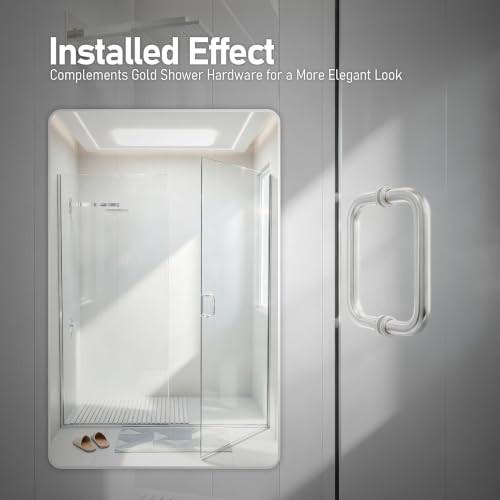 Maniglia a C a doppia faccia per porta scorrevole in vetro senza cornice, acciaio inossidabile 304,nichel spazzolato,adatta per vetri di 6-12 mm, interasse 15.3 cm, ideale per bagni, doccia, spa - 9