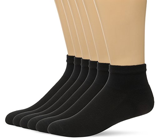 Hanes Men's FreshIQ X-Temp Comfort Cool Ankle Socks, 6-Pack, Black, Shoe Size: 6-12
