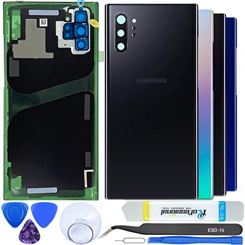 iStable Back Glass Cover Compatible for Samsung Galaxy Note 10+ Plus N976 Rear Replacement Kits Camera Glass + All Tools + Repair Guide -Black