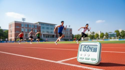 Image of Stopwatch Timer for Study, Kitchen Timer Large LCD Display, 24hr Digital Screen, Magnetic Back, Foldable Stand, Loud Alarm, Hanging Hole, Stopwatch Countdown, Flashing Light, Timer for Sports