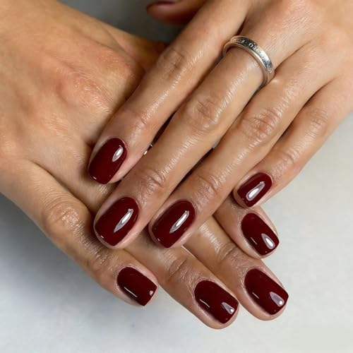 KNUIUYY Autocollant Ongles Gel UV 20 pcs Rouge Vin Gel Nail Art Stickers, Semi-durci Stickers Ongle Deco Ongle Design Manucure, pour Manucure Facile et Rapide à la Maison