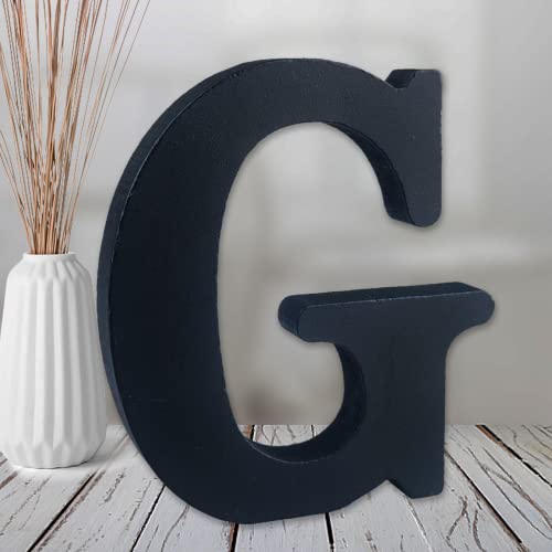 AOCEAN 6 inch Black Wood Letters Unfinished Wood Letter for Wall Decorative Standing Letters Slices Sign Board Decoration for Craft Home Party Projects (G)