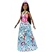 Barbie Dreamtopia Princess Doll, 12-inch, Brunette with Pink Hairstreak Wearing Blue Skirt and Tiara, for 3 to 7 Year Olds