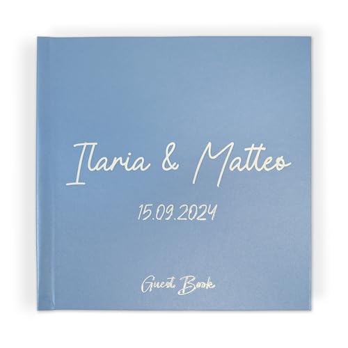 PHOTOCITY Libro degli Ospiti Matrimonio, Guest Book Matrimonio Personalizzato, Copertina Rigida Personalizzabile con Effetto 3D, Libro degli Ospiti di Matrimonio con Domande da compilare