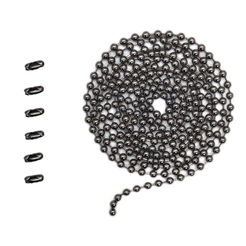 IFNOW Ceiling Fan Pull Chain Metal Fan pull chain extension, ceiling fan chain connector,Diameter 3.2mm 6.5 Feet Long with 6 PCS Connector (Black)