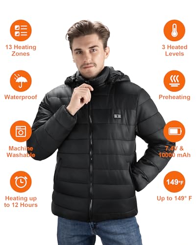 Heated Jacket for Men and Women with 13 Heating Zones