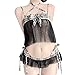 Générique Rangement Lingerie pour Penderie Lingerie Sexy pour Femmes Check Top Mesh Lace Up Cosplay Jupe Courte String Set Lingerie De Nuit Cher