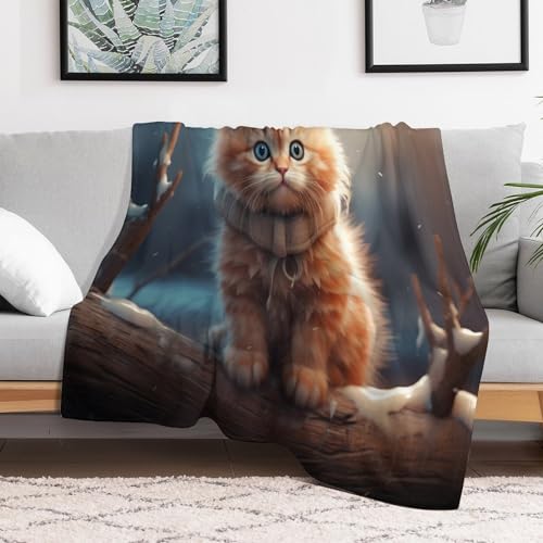 Manta de franela de gato reversible para sofá cama pequeña de invierno 3