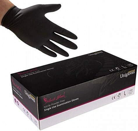 We Can Source It Ltd - Nitrile Powder Free Examination Gloves - Tattoo Tattooist Valeting Mechanic Black Disposable Gloves - Small - 100 Gloves (1 Box)
