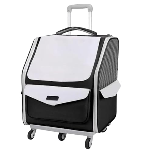 ペットキャリーバッグ ペットキャリー ペットカート キャスター付き 折りたたみ式 通気性メッシュ 大容量 旅行/通院/防災対応 小型犬猫用伸縮ハンドル付き犬用バックパックキャリア (ブラック)