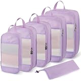 Expandable Compression Packing Cubes for Suitcases,8 Set Lightweight Compressible Travel Packing Organizer for Carry on Suitcase,Organizer Bags Set as Travel Essentials for Women(Lavender)