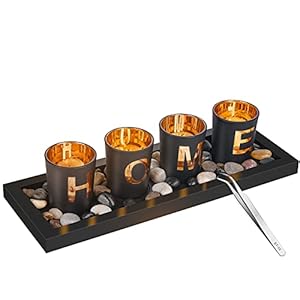 MerryNine Home Decor Candle Holder 4 PCS Set with Tray for Home/Coffee Table/Dining Table/Bathroom Atmosphere Christmas…