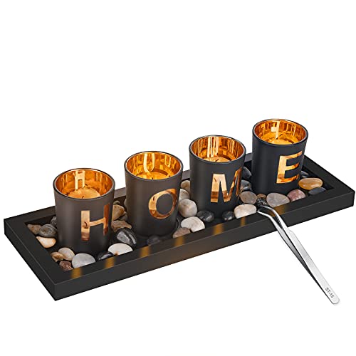 MerryNine Home Decor Candle Holder 4 PCS Set with Tray for Home/Coffee Table/Dining Table/Bathroom Atmosphere Christmas…