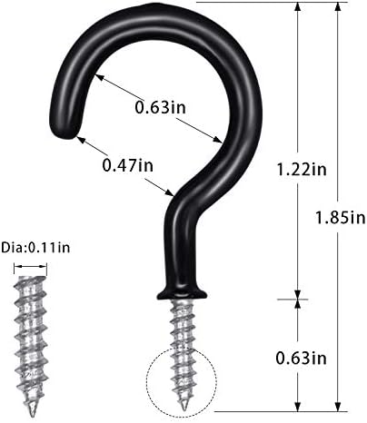 Wall Ceiling Hooks,Panzexin 40 Pieces 1-1/4 Heavy Duty Vinyl Coated Screw-in Wall Hooks, Plant Hanger Hooks, Wind Chimes Hooks Kitchen Cup Hooks Great for Indoor & Outdoor Use (White&Black-Small40PCS)
