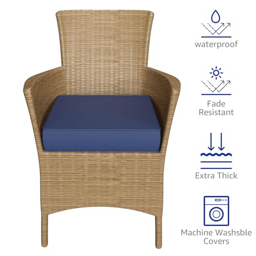 YENING Memory Foam Outdoor Chair Cushions Waterproof 4 Inch Extra Thick Patio Seat Pads for Furniture 20x20 Navy Blue Set of 2