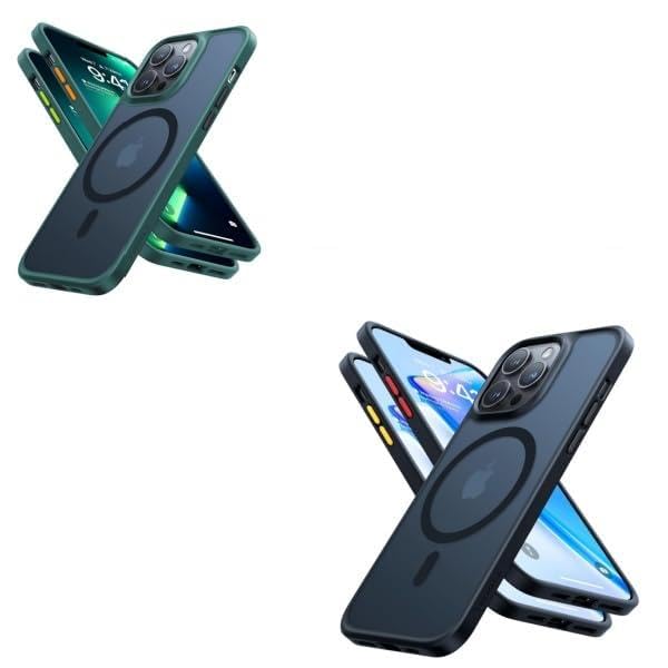 TORRAS Magnetic & Shockproof for iPhone 13 Pro Case, Black & Green