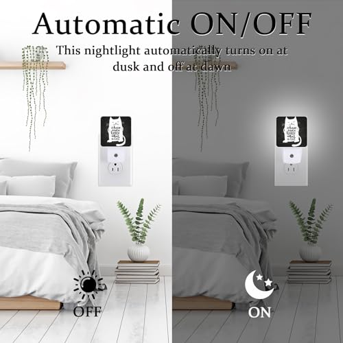 Image of Funny Cat Meow Night Light, Plug-into Wall Cat Lover Nightlight Lamp with Dusk to Dawn Sensor, Led Lamp 0.5W Energy Efficient for Boys Girls Adults Home Decor