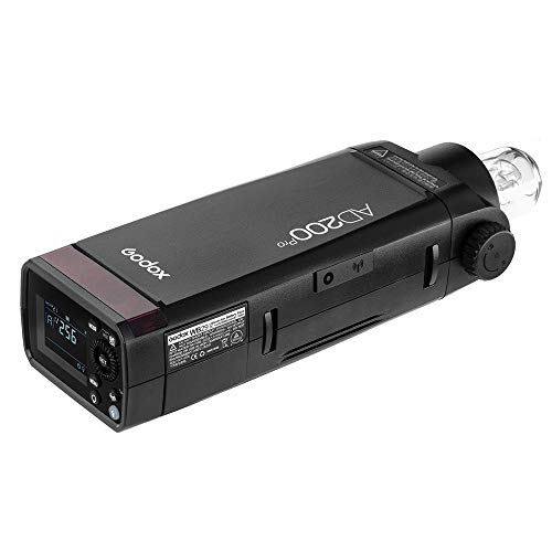 GODOX AD200Pro AD200 PRO com kit de filtros de refletor e cor, 200Ws 2.4G estroboscópio de flash, 50