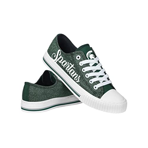 FOCO Michigan State Spartans NCAA Womens Color Glitter Low Top Canvas Shoes - 9