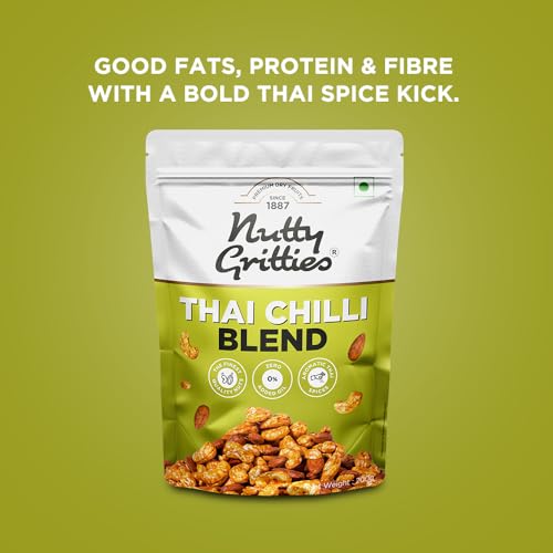 Image of Nutty Gritties Thai Chilli Blend Trail Mix 200g - Roasted Spicy Flavoured Almonds, Cashews and Peanuts| Healthy Party Snack | Dry Roasted, Non Fried, Zero Oil, Crunchy, Tasty