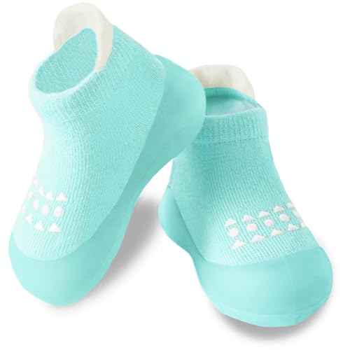 Hstyle Baby Sock Shoes Toddler Walking Shoes Infant Non-Slip Slippers Soft Rubber Sole Sneakers for Baby Boys Girls 12-18 Months Green