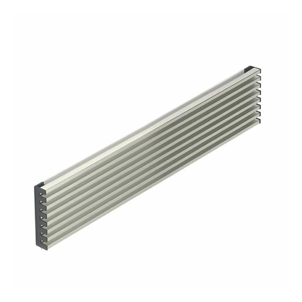Rejilla de Aireación para Horno de Cocina – Ventilación Superior o Inferior para Mueble Empotrable – 8 Lamas, 598x124mm - Modulo 60 – Blanco, Negro, Cromo Mate, Inox (Inox)