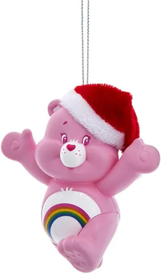 Care Bears Christmas Ornament Pink Cheer Bear with Santa Hat Holiday Tree Decoration