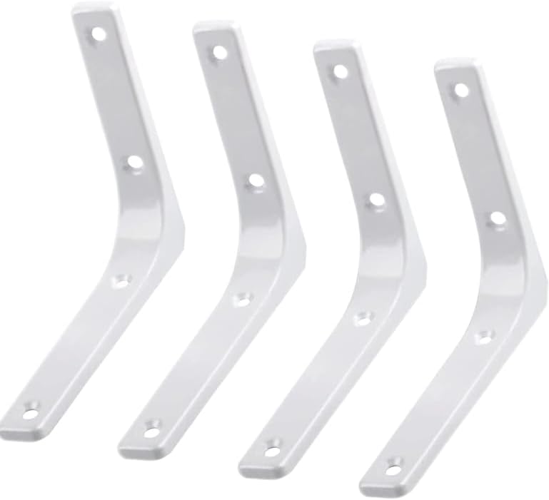 4 Pcs Shelf Bracket Corner Brace Angle Bracket Shelf Support Wall Hanging 100mm*100mm, Metal Bright White Finished, EJR100W-4P