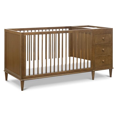 Image of Davinci Marley 3-in-1 Crib and Changer Combo in Walnut