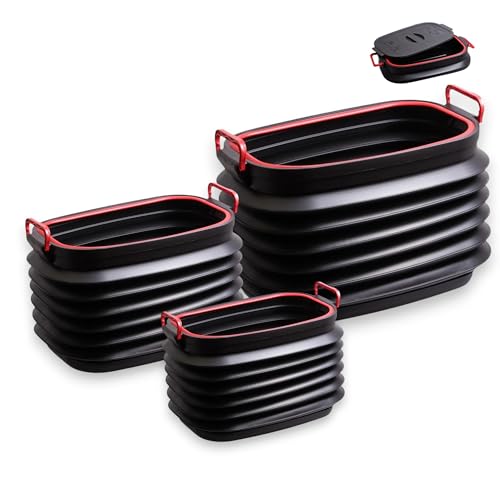 Image of Collapsible Pop-up Utility Bin 18L /37L /60L, Foldable Dustbin with Lid, Portable Multi-Purpose Box for Kitchen, Camping & Garage, Space-Saving Bin with Anti-Slip Base & Carry Handles