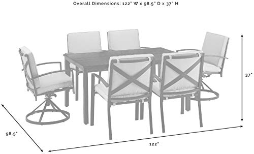 Crosley Furniture Ko60023Bz-Ol Kaplan Outdoor Metal Dining Set, 7-Piece (2 Swivel & 4 Regular Chairs), Oiled Bronze With Oatmeal Cushions #TOP3