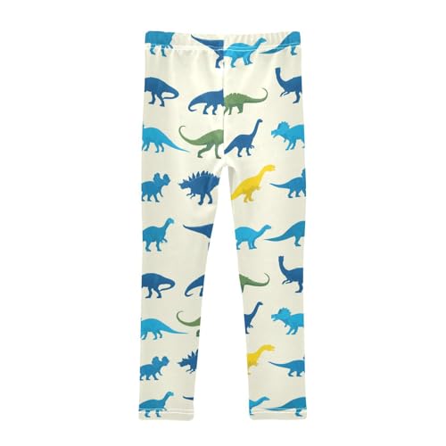 Vdsrup Girls Leggings Blue Dinosaur Green Kids Length Leggings Pants Athletic Yoga Pants Cute Toddler Tights Trousers 4T2