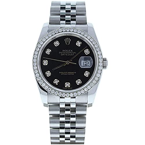 Rolex Mens Datejust 116200 Jubilee Band Custom Black Diamond Dial & Diamond Bezel (Certified Preowned)