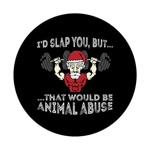 Badass Santa I'd slap you, but that would be animal abuse PopSockets Swappable PopGrip, Black - Image 3
