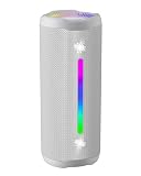 OHAYO ポータブル Bluetooth スピーカー IPX7防水 重低音 ワイヤレス ぶるーとゅーす スピーカー 6600mAh大容量 24時間連続再生 TWSペアリング 25W高出力 大声量 軽量 コンパクト アウトドア キャンプ ブルートゥース ポータブル スピーカー 車内 お風呂 スマホ PC対応 誕生日プレゼント バレンタインギフト メンズ 女性 ギフト(オフホワイト)