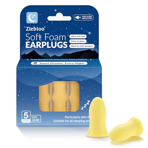Ziebioo Tapones para los oídos para dormir: versión máxima 2025 con tecnología DynaCurve™, tapones para los oídos de espuma viscoelástica ultra suaves con reducción de ruido SNR de 36 dB para personas