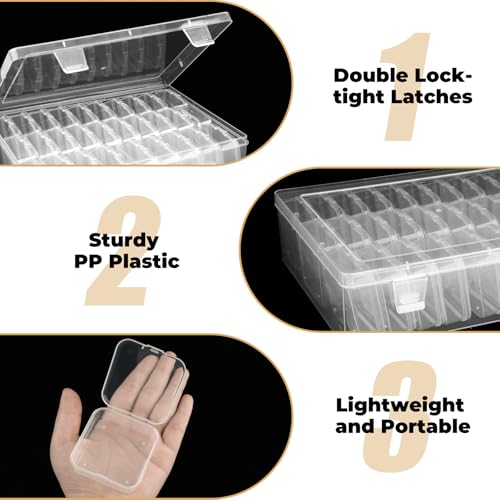 Image of 62Pcs Small Bead Organizer Box, Clear Plastic Storage Cases, Mini Transparent Bead Storage Containers with 200Pcs Stickers for Beads Jewelry Craft Earring Ornament