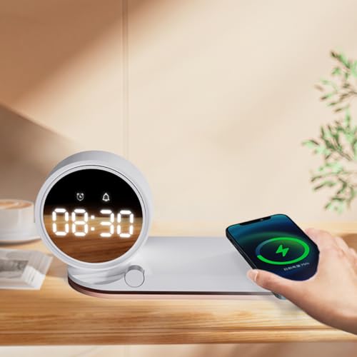 OTXKOO 3 in1 mutifunction Mobile Wireless Charger with Digital Clocks and Night Lights fit for All Series Mobile That Support Wireless