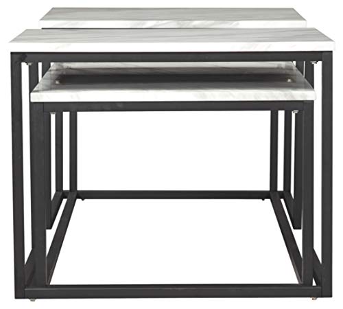 Signature Design By Ashley Donnesta Contemporary 3-Piece Table Set, Includes Coffee Table And 2 End Tables , Black & White #TOP4