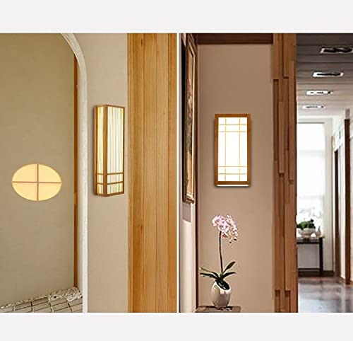 Lámpara de pared LED de madera rectangular blanca cálida estilo Tatami japonés 4
