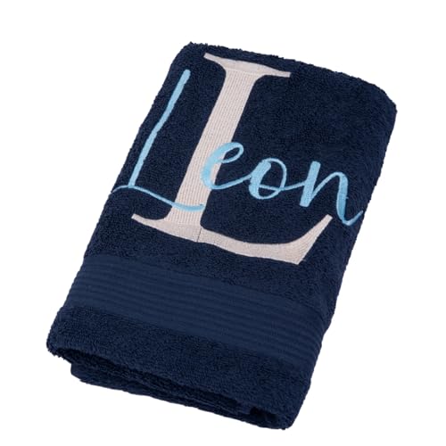 Handtuch bestickt mit Monogramm Großbuchstabe Initiale und Name personalisiertes Saunahandtuch Geschenk Geburtstag Frau Badetuch Duschtuch Mann Waschlappen Gästetuch mit Personalisierung Bestickung