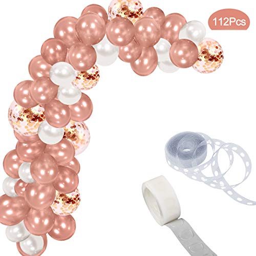 Balloon Arch Garland Kit - 112Pcs - Rose Gold Confetti Balloon Garland
