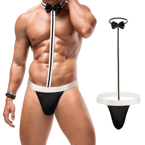 Avidlove Men's Sexy Mankini Thong Swimsuit Suspender Swimwear Mens Low Rise Lingerie with Bow Tie(Refer to the updated sizes)
