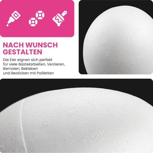 Netuno 1 Stück Styroporeier 20 cm Ei aus Styropor weiß Deko-Styroporeier Ostereier ideal für Ostern Dekoration Basteln Modellierung als Geschenk DANW