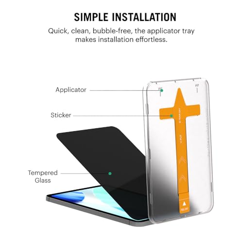 Image of DailyObjects Sheath Privacy Glass Screen Protector For iPad 11th Gen 2025 | 9H Toughened Glass Screen Protector with Bubble Free Applicator Tray