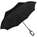 G4Free Double Layer Inverted Umbrella Black Cars Reverse Folding Umbrellas, Windproof UV Protection Large Umbrella for Car Rain Outdoor With C-Shaped Handle (Black)