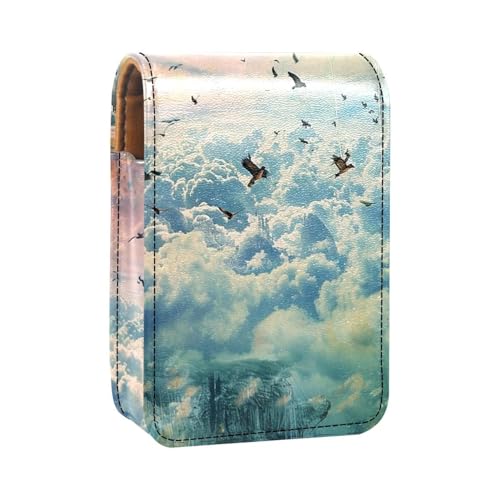 Custodia per rossetto borsa per trucco portatile custodia per cosmetici organizer per paesaggio di uccelli di montagna nuvola
